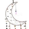 Mixed Gemstone Chips Beaded Moon Hanging Sun Catchers HJEW-M004-01-2