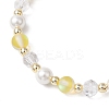 5Pcs Frosted Dyed Synthetic Moonstone & Shell Pearl Round Beads Stretch Bracelets BJEW-JB11822-6