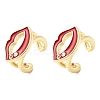 Lip Brass Micro Pave Clear Cubic Zirconia Cuff Earrings EJEW-C186-16G-4