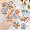12Pcs 2 Colors Flower Hotfix Rhinestone Iron on Patches DIY-CP0009-64-3