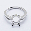Rhodium Plated 925 Sterling Silver Finger Ring Components STER-G027-18P-2