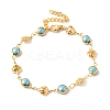 304 Stainless Steel Glass Link Bracelets for Women BJEW-V010-02G-4