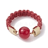 Glass Round Ball Braided Bead Style Finger Ring RJEW-JR00600-03-1