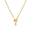 Minimalist Imitation Pearl Rice Pendant Stainless Steel PaPerclip Chain Necklaces for Everyday Women's Wear OX8079-2-2