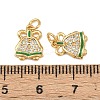 Christmas Brass Micro Pave Cubic Zirconia Enamel Charms KK-L255-19G-11-3
