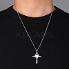 Brass Micro Pave Clear Zirconia Cross Pendant Necklaces NJEW-M211-05B-P-3