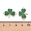 Rack Plating Alloy Green Enamel Shamrock Connector Charms ENAM-N056-354G-3