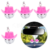 4Pcs Cow Hat & Disco Ball Pendant Decoration with Ball Chains NJEW-DR0001-01-1