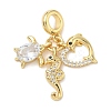 Brass Micro Pave Clear Cubic Zirconia European Dangle Charms KK-K368-31G-1
