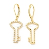 Brass Micro Pave Clear Cubic Zirconia Dangle Leverback Earrings for Women KK-B062-03G-2