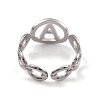 Non-Tarnish 304 Stainless Steel Initial Letter A Open Cuff Rings for Women RJEW-G285-56P-3
