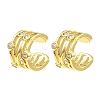 Rack Plating Brass Hollow Cuff Earrings with Cubic Zirconia EJEW-D069-07G-1