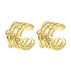 Rack Plating Brass Hollow Cuff Earrings with Cubic Zirconia EJEW-D069-07G-1