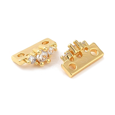 Brass Micro Pave Clear Cubic Zirconia Slide Charms KK-P239-16G-1