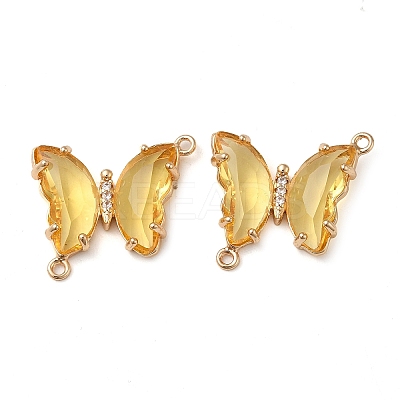 Brass Pave Faceted Glass Connector Charms X-FIND-Z020-04Q-1