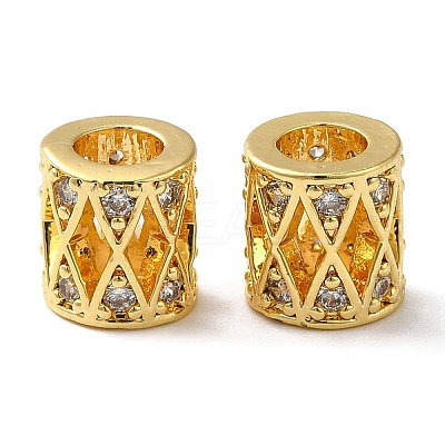 Brass Micro Pave Cubic Zirconia European Beads KK-P239-26G-1
