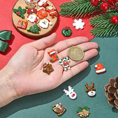 40Pcs 20 Styles Christmas Opaque Resin Decoden Cabochons RESI-YW0001-83-1