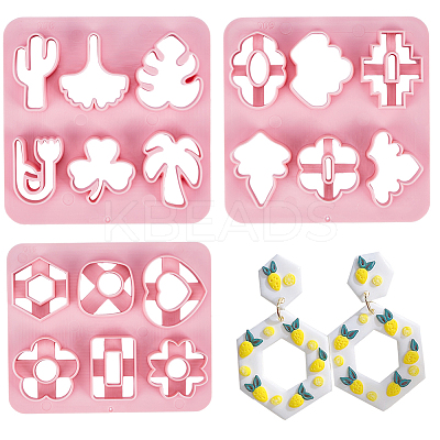 3Pcs 3 Style Leaf/Flower/Cactus ABS Plastic Plasticine Tools CELT-GF0001-02-1
