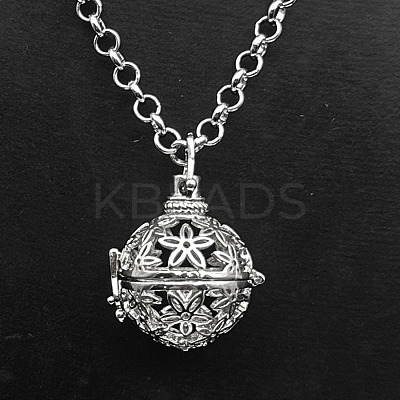 Hollow Heart Alloy Cage Pendant Necklaces SW2952-2-1