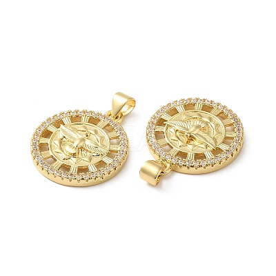 Rack Plating Brass Pave Cubic Zirconia Pendants KK-O142-10G-1
