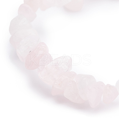 Natural Rose Quartz Chips Beaded Jewelry Set SJEW-JS01232-06-1