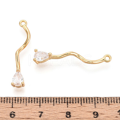Brass Micro Pave Clear Cubic Zirconia Pendants KK-T078-01G-01-1