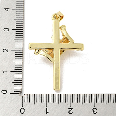 Rack Plating Brass Micro Pave Cubic Zirconia Pendants KK-F869-10G-1