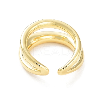 Brass Double Line Open Cuff Rings for Women RJEW-D016-06G-1