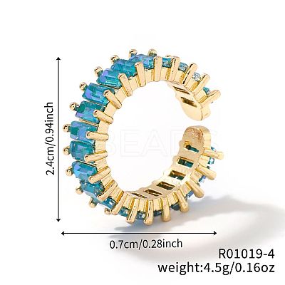 Brass Glass Cuff Rings ZQ1341-4-1