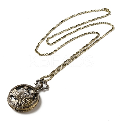 Alloy Glass Pendant Pocket Necklace WACH-S002-11AB-1