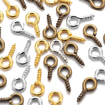 300Pcs 3 Colors Iron Screw Eye Pin Peg Bails IFIN-FS0001-08-1