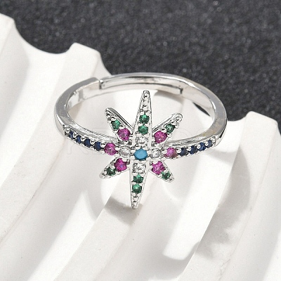 Brass Micro Pave Cubic Zirconia Finger Rings for Women RJEW-D322-03P-1