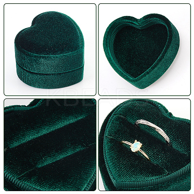 Heart Velvet Covered Cardboard Couple Rings Storage Box CON-WH0087-81A-1