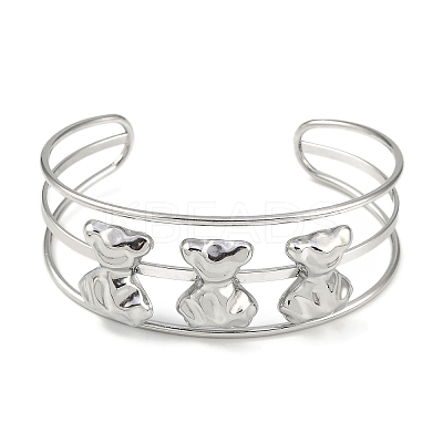 Non-Tarnish 304 Stainless Steel Wide Hollow Bowknot Open Cuff Bangles BJEW-Q348-04P-03-1