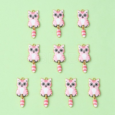 Light Gold Rack Plating Alloy Enamel Pendants ENAM-YW0003-50B-1