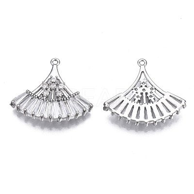 Brass Micro Pave Clear Cubic Zirconia Pendants ZIRC-S069-005P-1