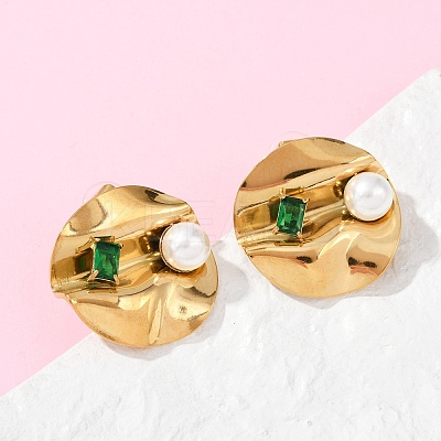 304 Stainless Steel Cubic Zirconia Stud Earrings EJEW-Z110-03G-03-1