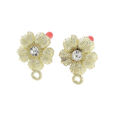 Rack Plating Golden Alloy with Rhinestone Stud Earring Findings EJEW-B036-02G-10-1