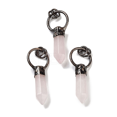 Natural Rose Quartz Faceted Pointed Bullet Pendants G-A221-03A-1