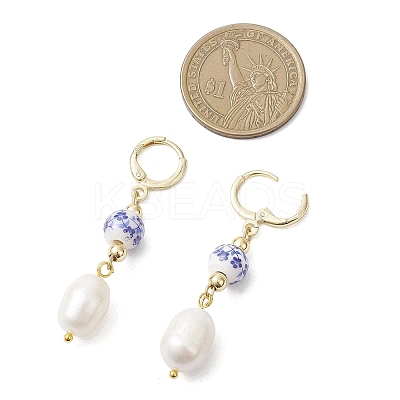 Brass Oval Leverback Earrings EJEW-JE06735-1