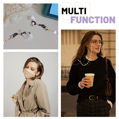Rhinestone & Alloy Beaded Chains Neck Strap for Eyeglasses AJEW-WH0609-307KCG-1