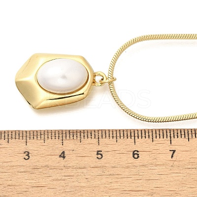 Shell Pearl Polygon Pendant Necklaces NJEW-K255-11G-1