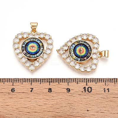 Brass Micro Pave Clear Cubic Zirconia Pendants for Women KK-T070-93A-02-1