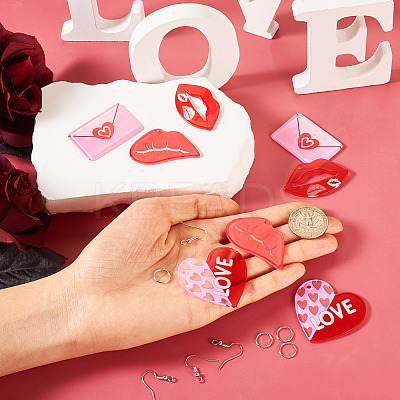 DIY Valentine's Day Love Heart Acrylic Dangle Earrings Making Kit DIY-TA0009-29-1