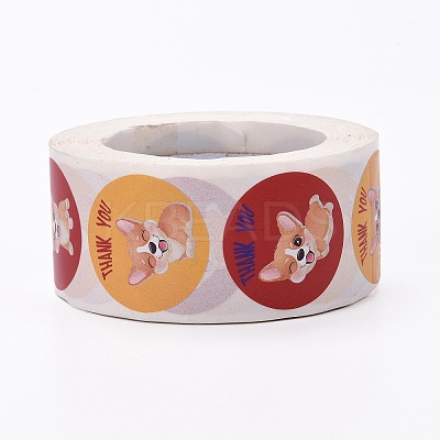 Flat Round Paper Thank You Stickers LS-DIY-C042-12F-1