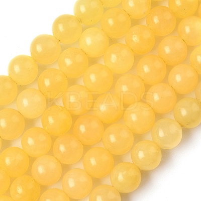 Natural Yellow Jade Bead Strands G-K121-01-8mm-1
