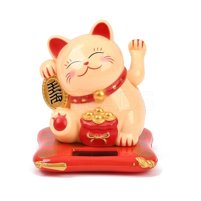 ABS Plastic Solar Powered Maneki-neko Figurines DJEW-B017-01A-02-1