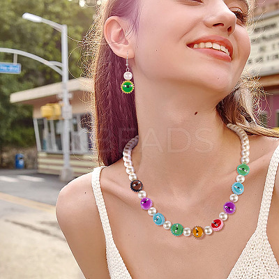 18Pcs 9 Colors Fuuny Painted Glass Beads Enamel Beads LAMP-TA0001-93-1