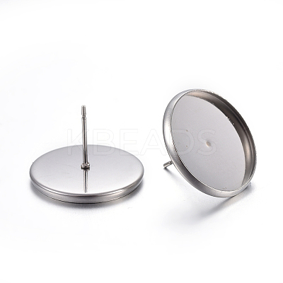 Flat Round 304 Stainless Steel Stud Earring Settings STAS-I323-6mm-P-1