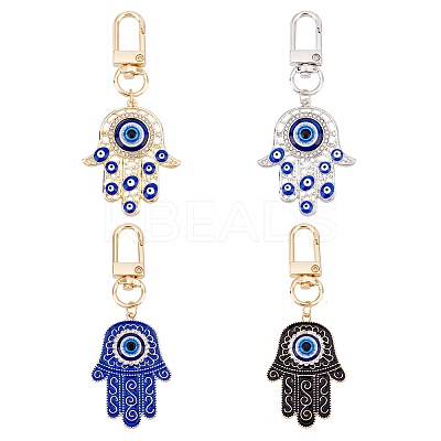 4Pcs 4 Style Alloy Enamel Turkish Evil Eye Pendant Decoration KEYC-AR0001-14-1